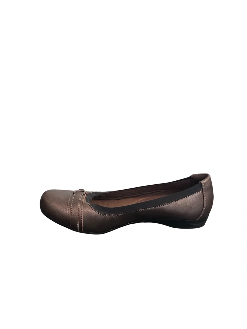 Clarks Womens Cushion Soft Collection Bronze Leather Ballet Flats Size 8.5
